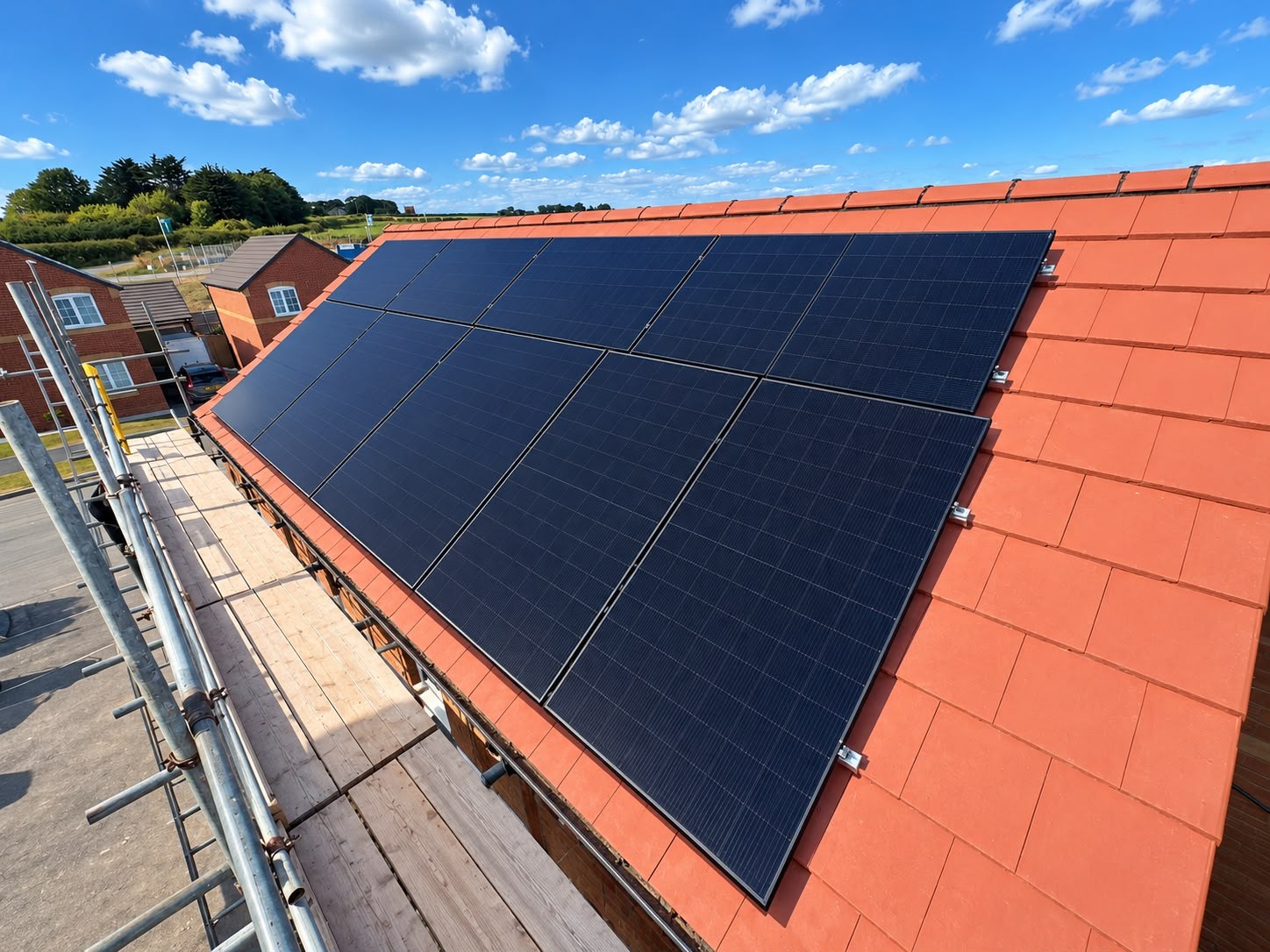 Solar PV installed on a red tiled roof